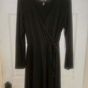 H&M Black Long Sleeve Wrap Dress